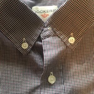 Dockers button down shirt, maroon/navy plaid